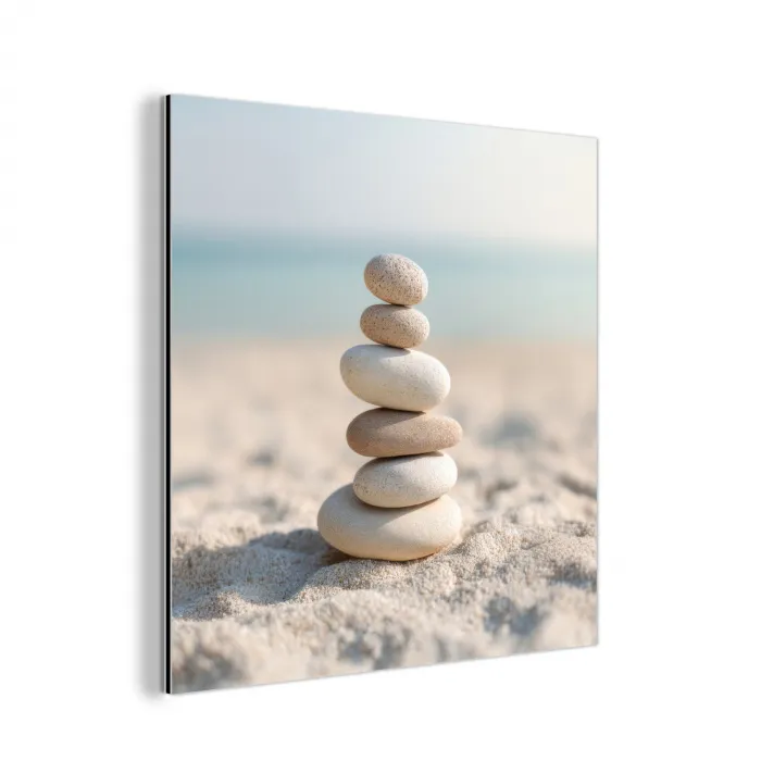 Stenen - Stapel - Zand - Zee aluminium wit klein -3d