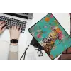 Luipaard - Bloemen - Kroon laptophoes neopreen klein -bureau