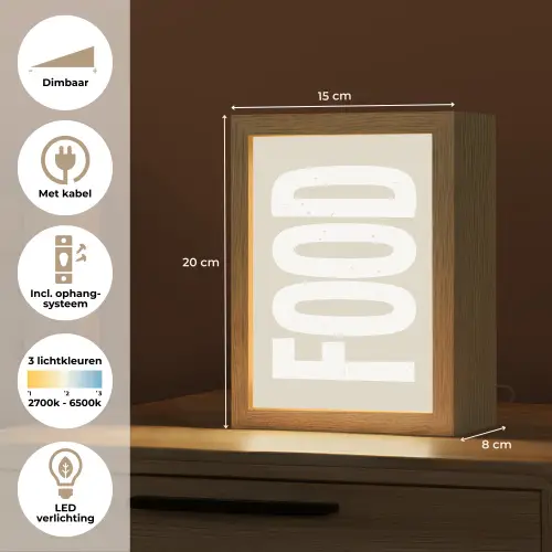 Food - Eten - Decoratie - Japandi Light Box met kabel (Tafellamp) klein -USP_NL