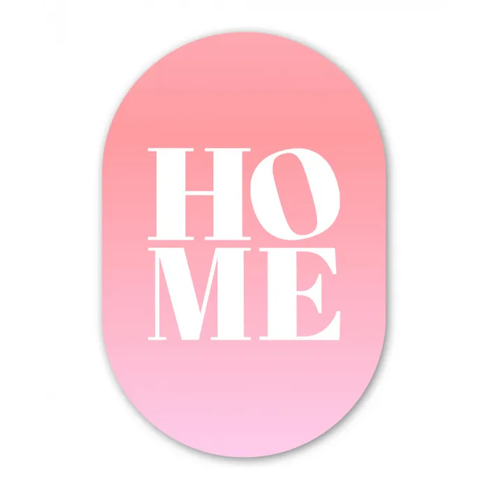 Home - Letters - Groot - Roze Wandcirkel Ovaal Glas middel -3d