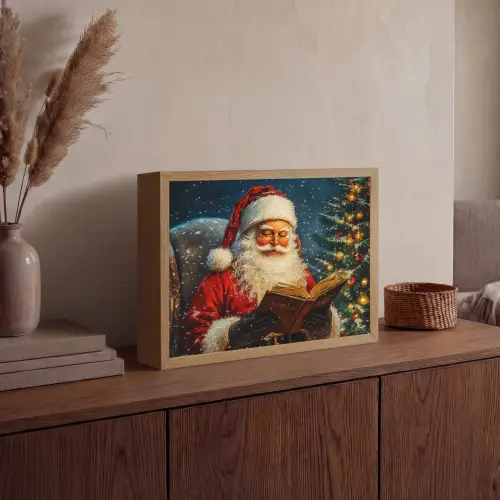 Kerstman - Kerst - Winter - Kerstboom Light Box met batterij (Wandlamp) middel -sfeer2