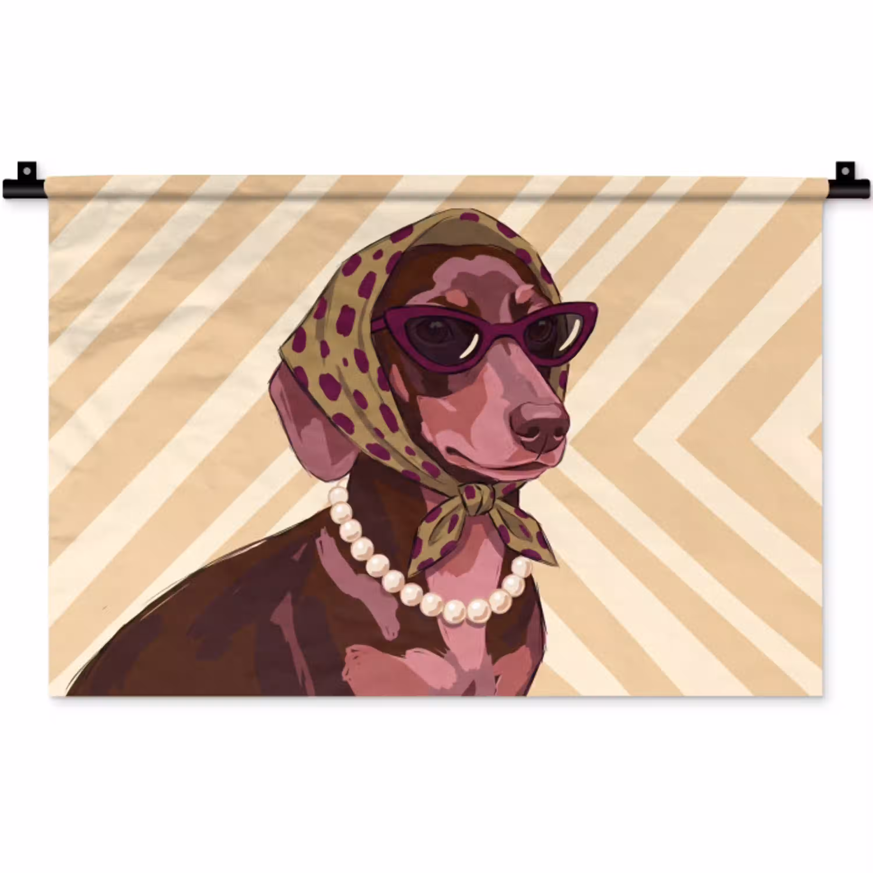 Hond - Zonnebril - Hoofddoek - Dieren - Modern Wandkleed katoen klein -zz3d