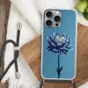 Bloem - Blauw - Bloemblaadjes - Streepjes Hoesje iPhone 16 Pro Max met koord klein -sfeer4
