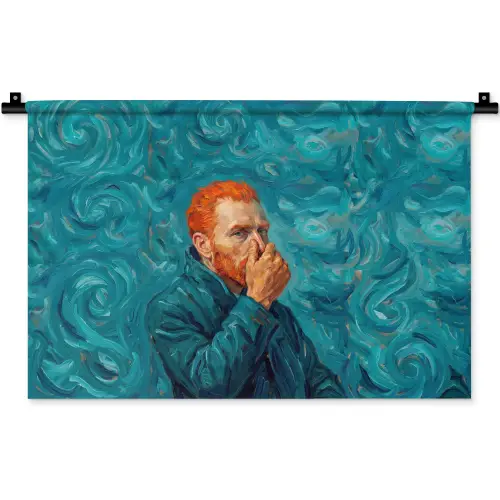 Portret - Klassiek - Blauw Wandkleed katoen klein -zz3d