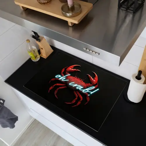 Krab - Rood - Neon - Quote Inductie beschemer met haakjes klein -sfeer1