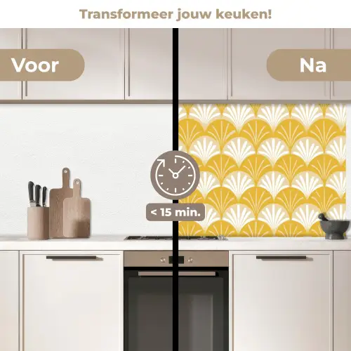 Waaier - Geel - Art keuken achterwand 2 middel 871 -voor-na2_NL