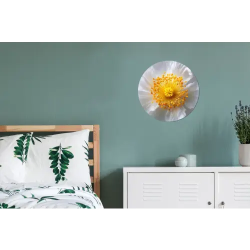 Wit - Bloem - Elegant Wandcirkel aluminium klein -slaapkamer