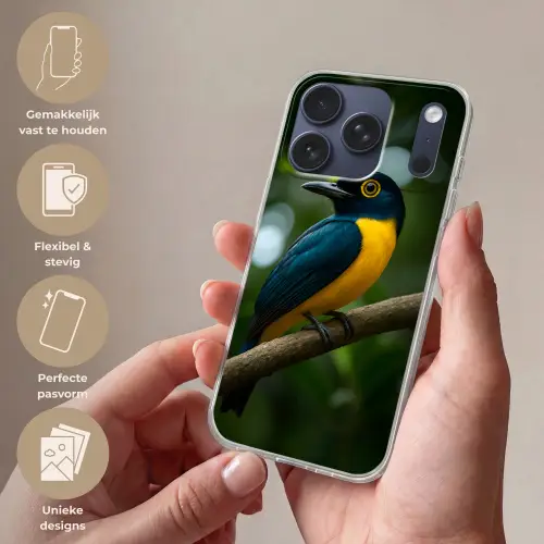 Vogel - Tak - Geel - Bladeren Telefoonhoesje iPhone 17 Pro klein -sfeer3_NL
