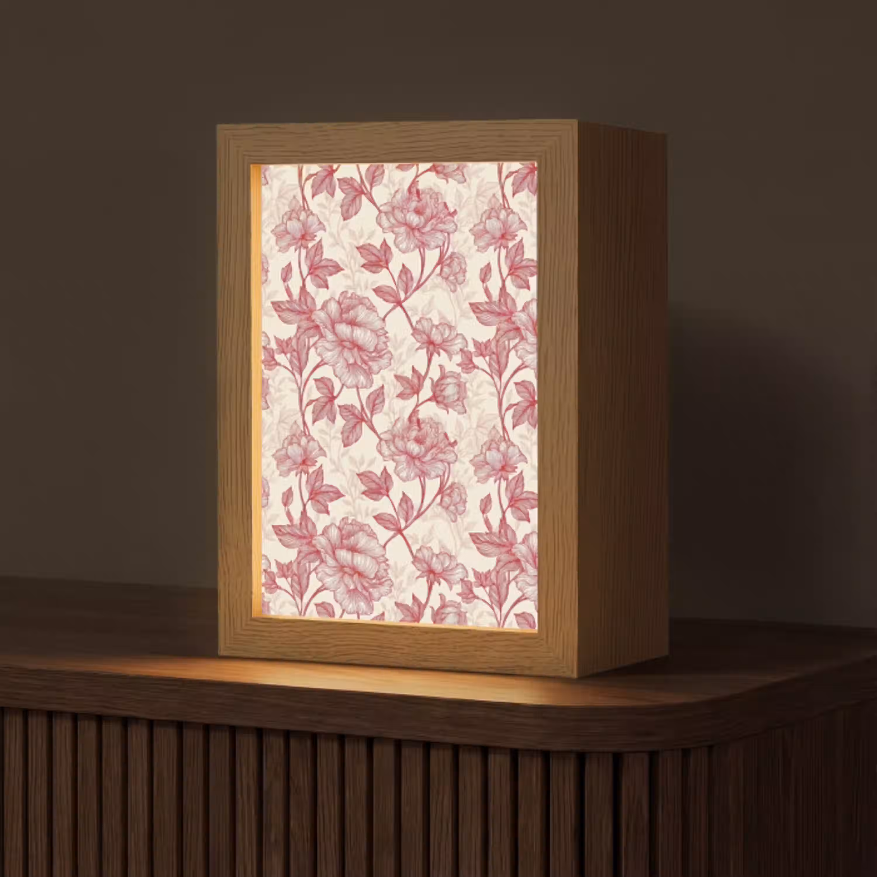 Pioenrozen - Modern -  Rood Light Box met kabel (Tafellamp) klein 925 -z3d_website
