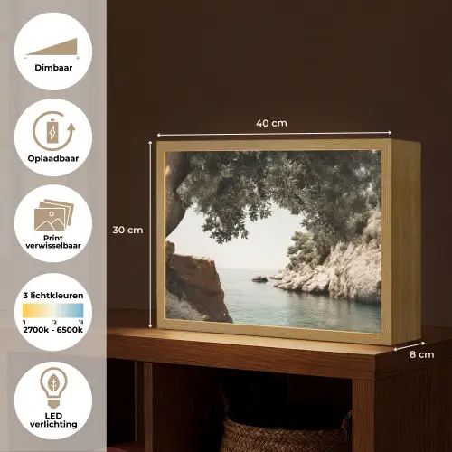 Rotsen - Zee - Boom - Groen Light Box met batterij (Wandlamp) middel -USP_websiteoverzichtNL