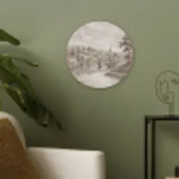 Dorp - Brug - Uitzicht - Groen Akoestische PET Vilt - Rond klein -sfeer2