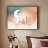 Moskee - Kleurrijke wolken - Arabisch - Ramadan - Islamitische Textielframe zwart klein -sfeer1