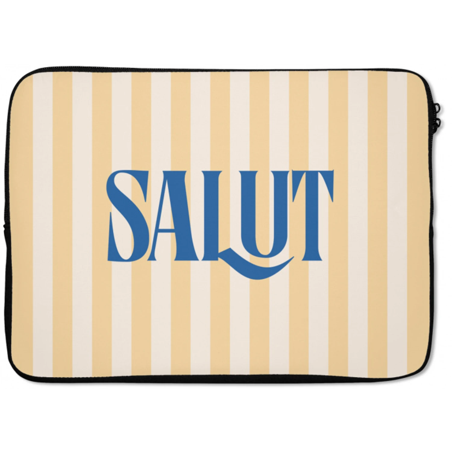 Salut - Quote - Strepen - Geel - Blauw - Wit laptophoes neopreen klein -zkaufland3dotto