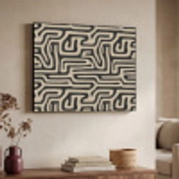 Grafisch - Lijnen - Zwart Textielframe zwart klein 947 -sfeer3