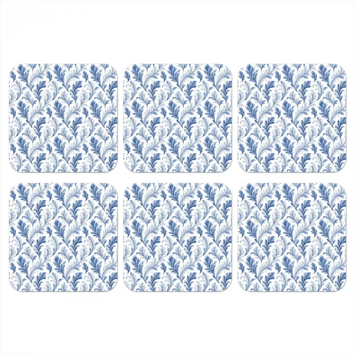 Frans - Citroen - Bladeren  - Blauw onderzetter kurk middel 366 -3d