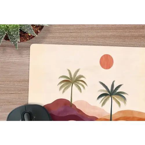 Palmbomen - Abstract - Zon - Heuvels muismat rubber klein -closeup