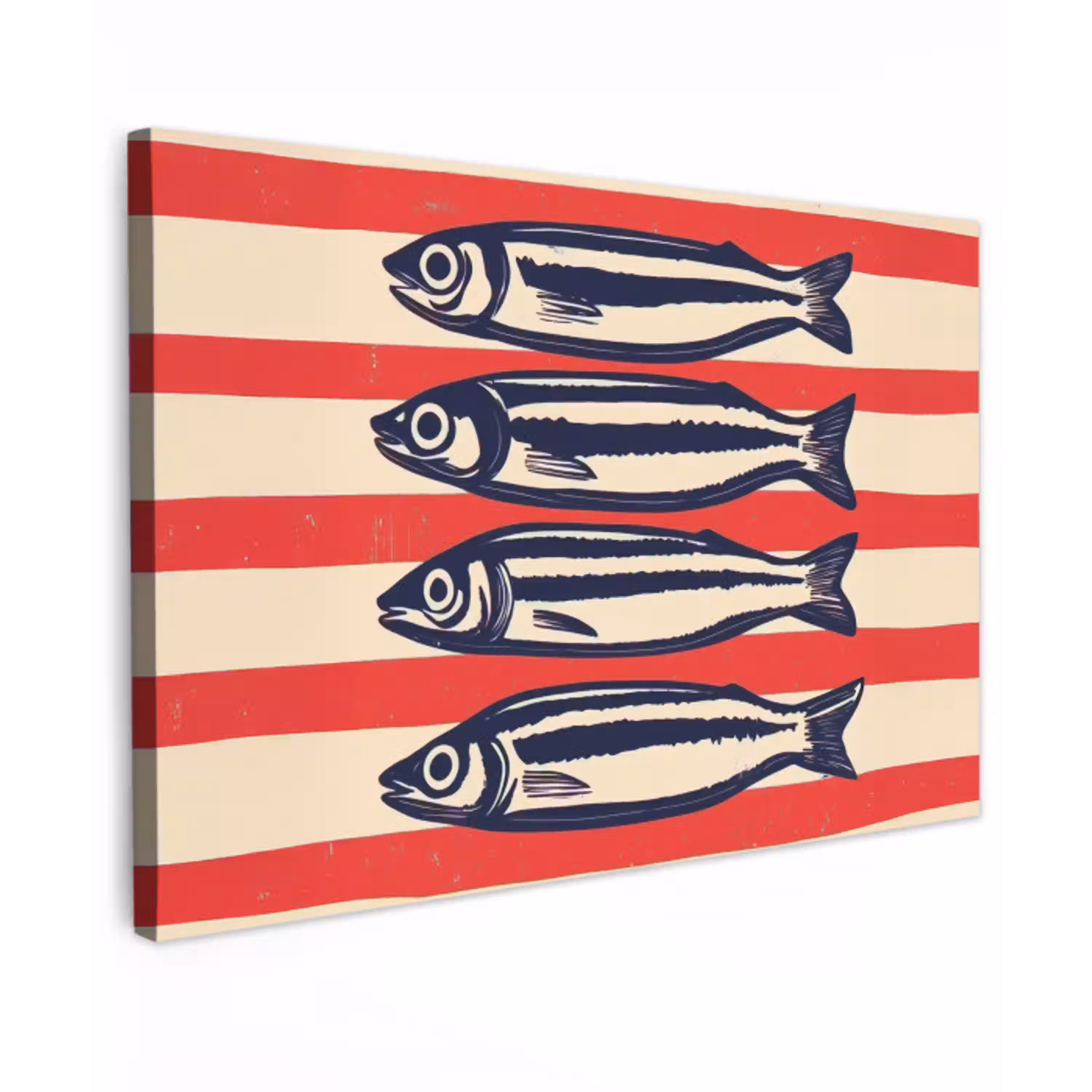 Sardines - Rood en beige strepen canvas 2cm klein -z3d