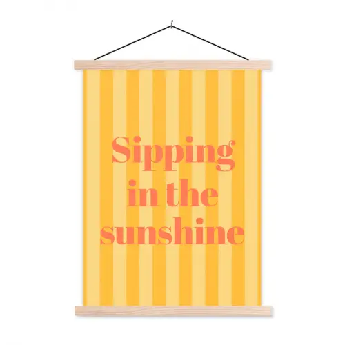 Gestreept - Geel - Sunshine - Letters textielposter latten blank klein -3d