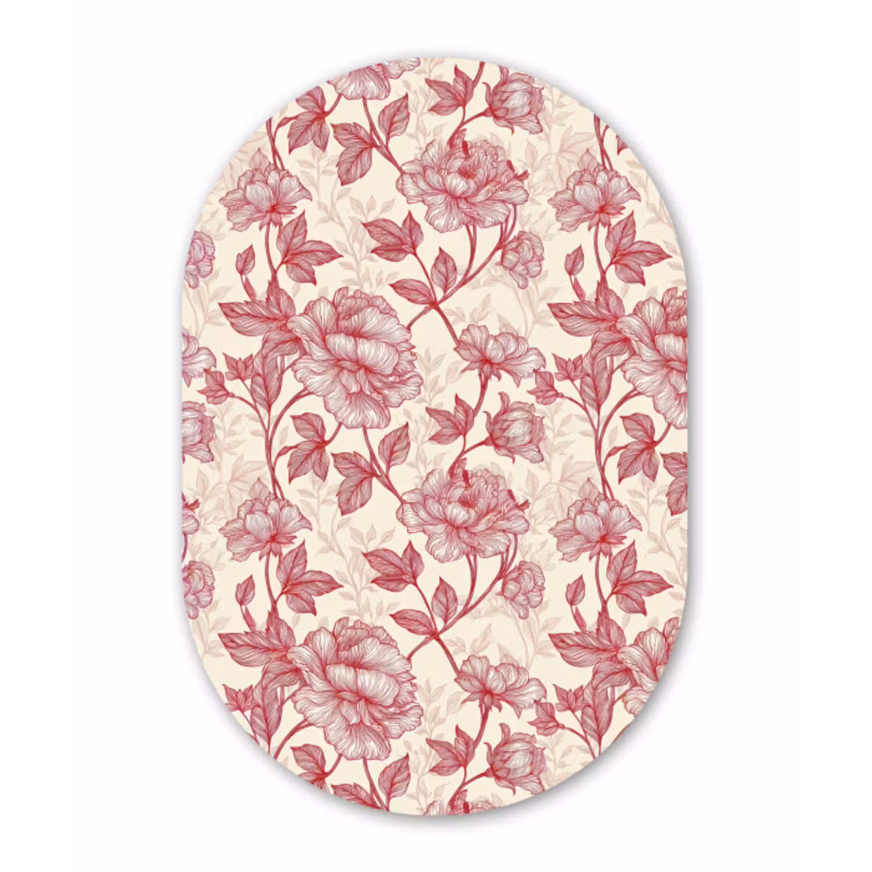 Pioenrozen - Modern -  Rood Wandcirkel Ovaal Aluminium middel 839 -3d