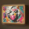 Vrouw - Kauwgom - Graffiti - Neonkleuren Light Box met batterij (Wandlamp) middel -z3d_website