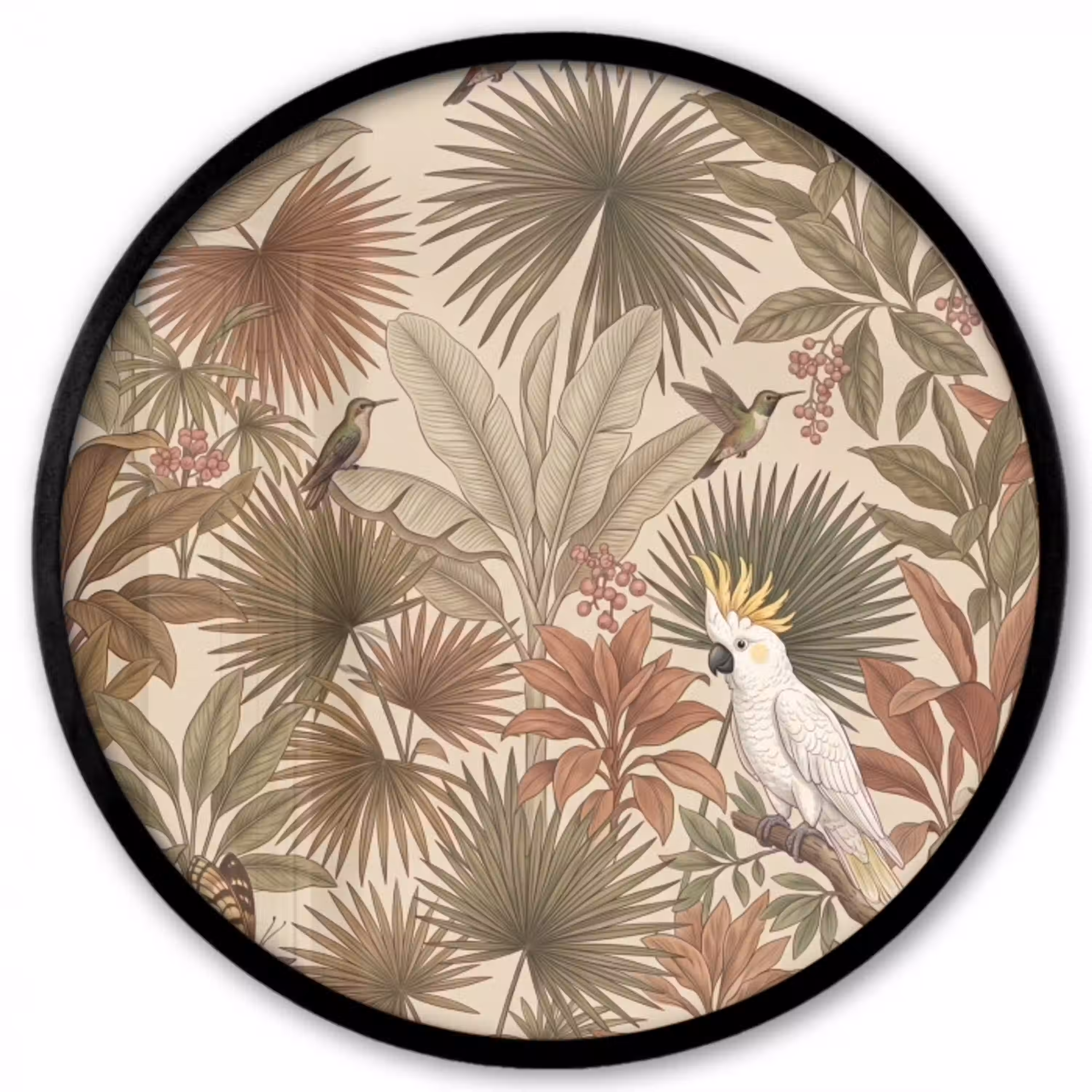 Tropisch - Vogels - Beige Fotolijst rond zonder passe partout klein -3d
