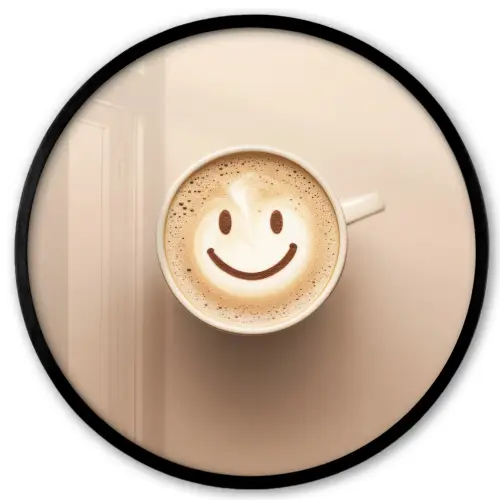 Koffie - Melkschuim - Lach - Beige Fotolijst rond zonder passe partout klein -3d