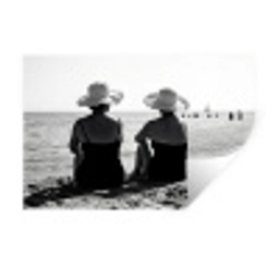 Vrouwen - Zonnehoed - Strand - Zwart - Wit Muursticker klein -3d