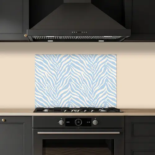 Zebra - Motief - Blauw - Wit keuken achterwand spatscherm klein 900 -sfeer1