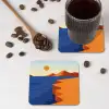 Landschap - Bergen - Zon - Zee onderzetter kurk middel -sfeer2