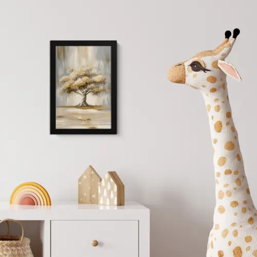 Boom - Bladeren - Abstract - Wit fotolijst zwart zonder passe partout klein -usfeer4_kinderkamer