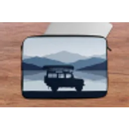 Auto - Meer - Bergen - Blauw laptophoes neopreen klein -tafel