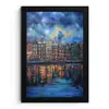 Grachten Amsterdam - Huizen - Stad - Kleurrijk fotolijst zwart zonder passe partout klein -3d