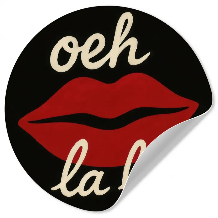 Lip - Rood - Quote Wandcirkel behangsticker klein -3d