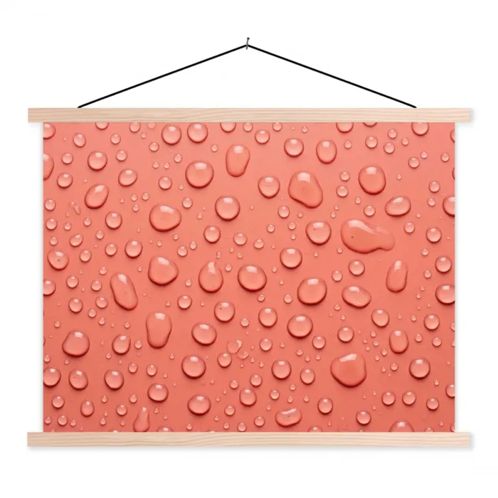 Water - Druppels - Roze textielposter latten blank klein -3d