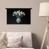 Wit - Bloemen - Tulpen - Vaas Wandkleed katoen klein -sfeer4