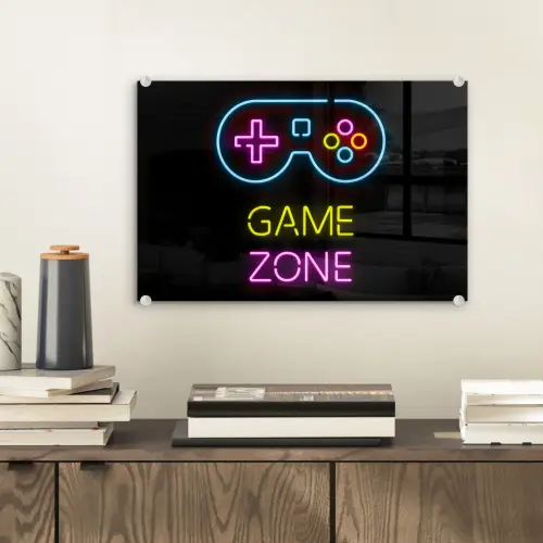 Controller - Game - Neon - Zwart - Quotes - Game zone plexiglas 5mm klein -sfeer1