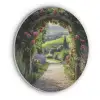 Doorkijk - Tuinboog - Bloemen - Natuur - Pad Akoestische PET Vilt - Rond klein -3d