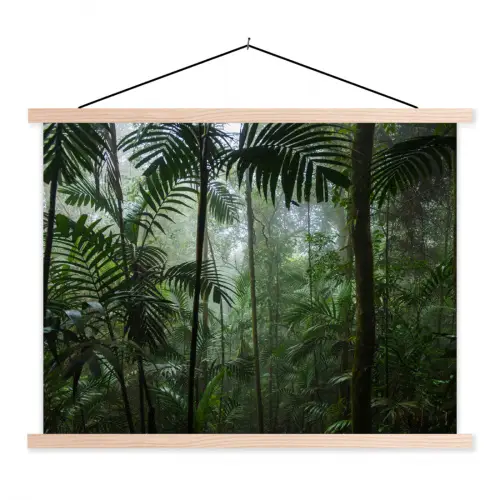 Regenwoud - Tropisch - Jungle - Bomen - Planten textielposter latten blank klein -3d