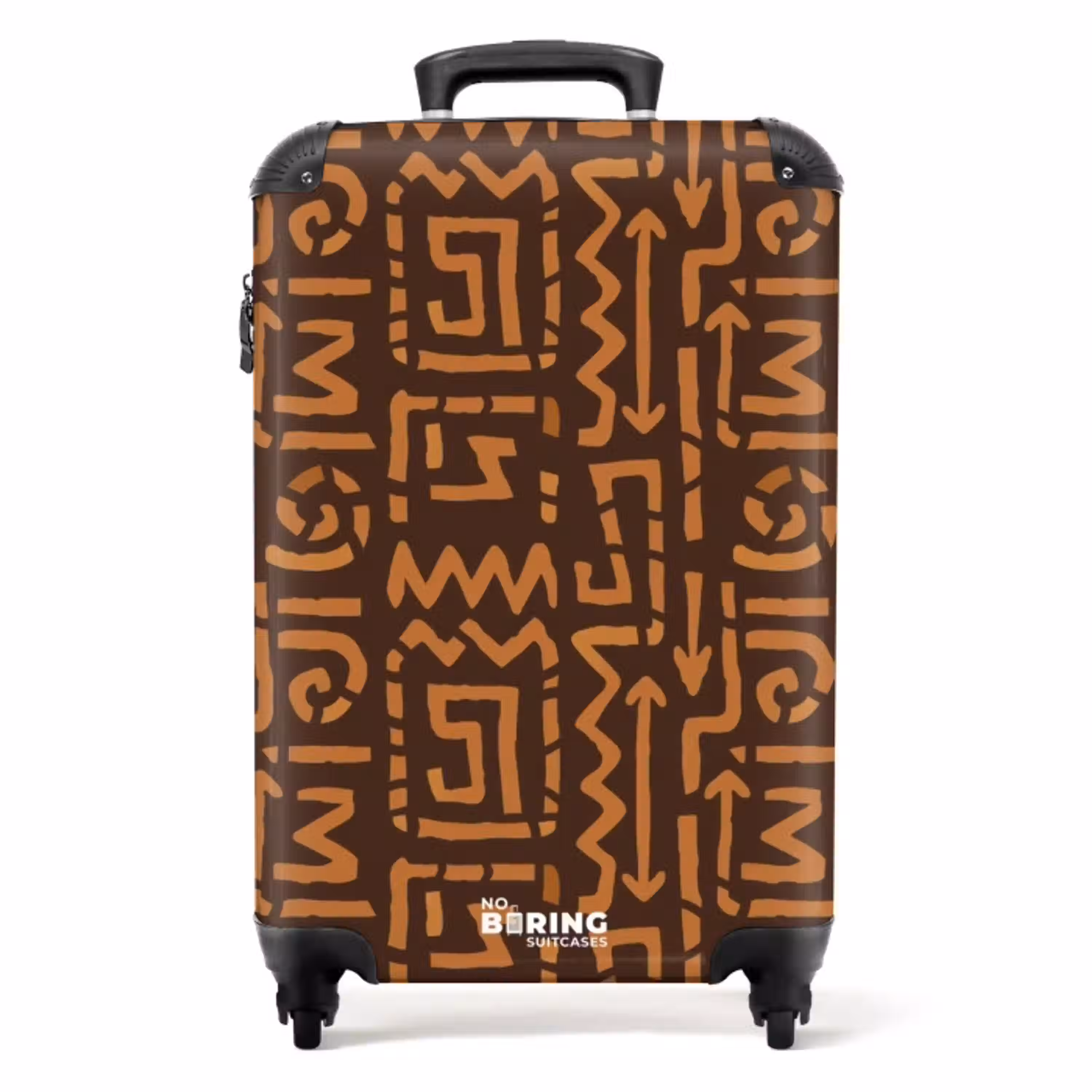 Chocoladebruin - Etnisch - Tribaal - Symbolen NBS - Handbagage koffer - Volwassenen Unisex middel -productfoto_recht