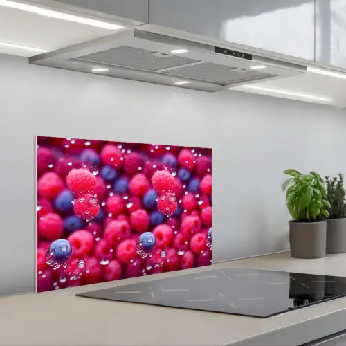 Frambozen - Bessen - Roze - Blauw keuken achterwand spatscherm klein 900 -3d_schuin