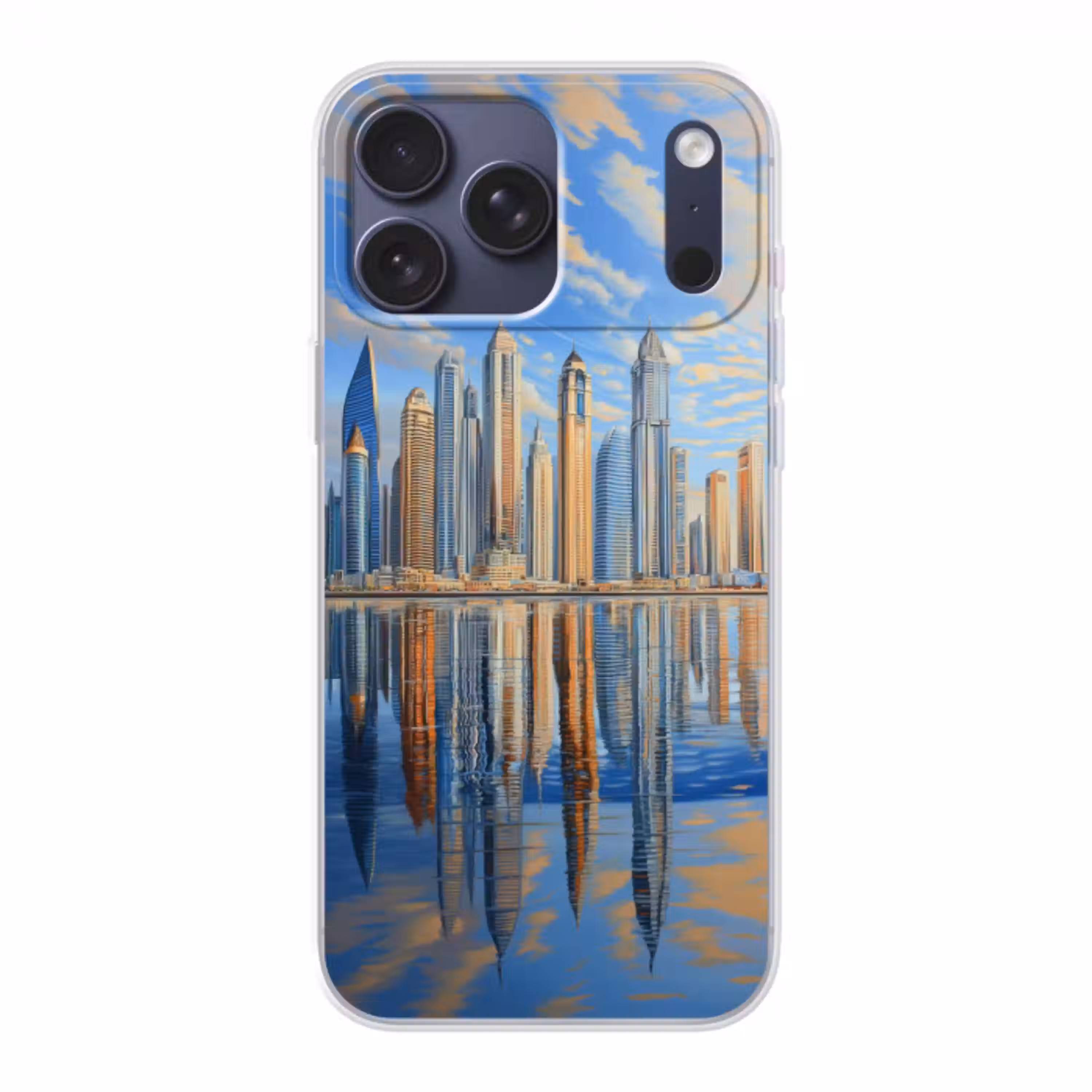 Skyline - Wolkenkrabbers - Water - Blauw Telefoonhoesje iPhone 17 Pro Max klein -3d