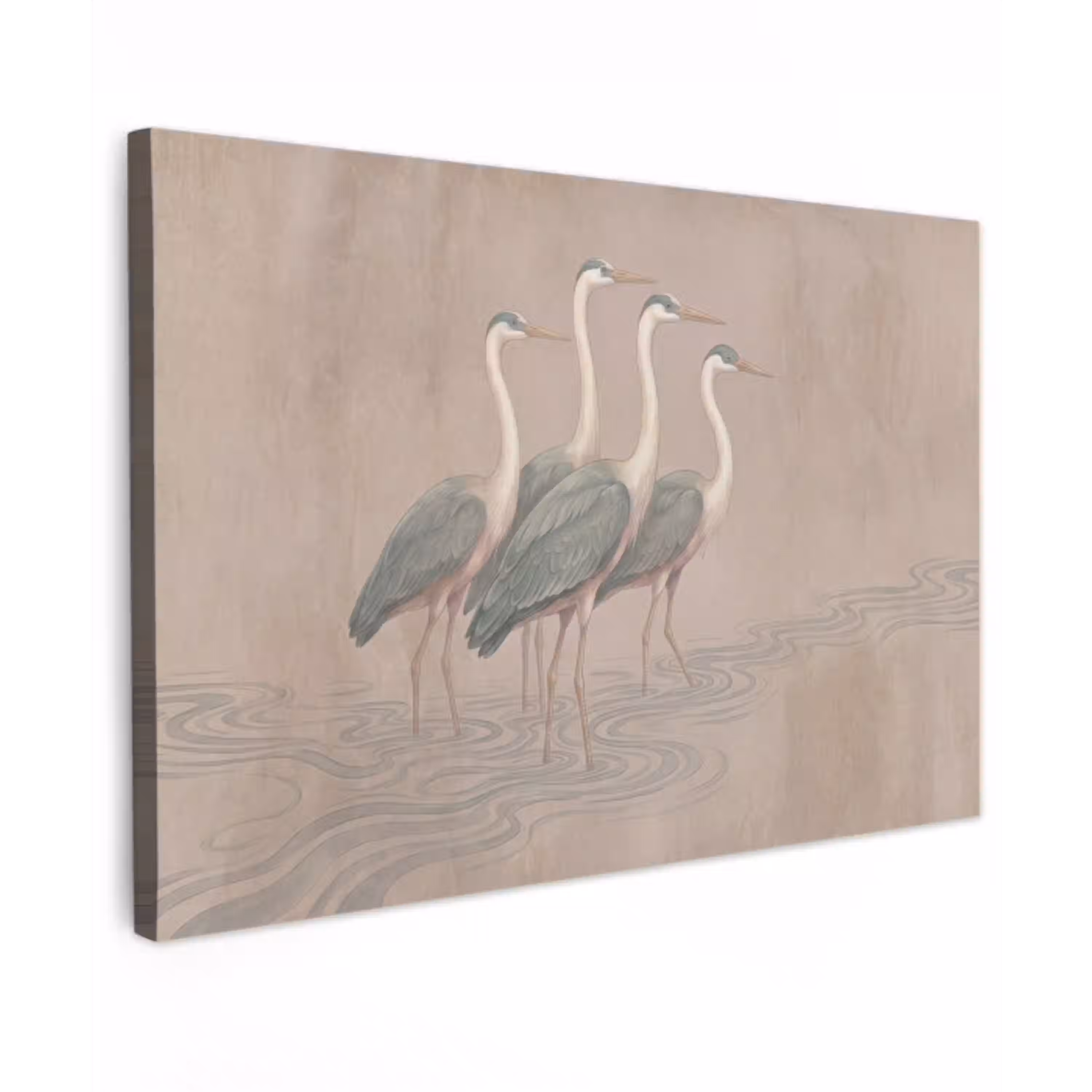 Vogel - Water - Natuur - Vintage Tuinposter op houten frame 2 cm dik klein -3d