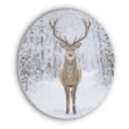 Hert - Winter - Bos - Natuur - Wit Akoestische PET Vilt - Rond klein -3d
