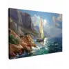 Zeilschip - Zee - Rotsen - Wolken Tuinposter op houten frame 2 cm dik klein -3d