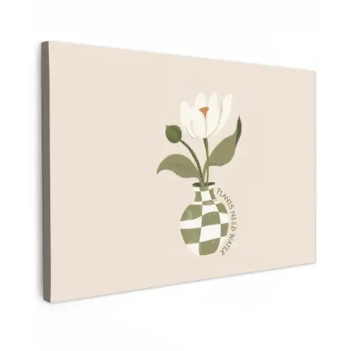 Bloem - Wit - Vaas - Quote Tuinposter op houten frame 2 cm dik klein -3d