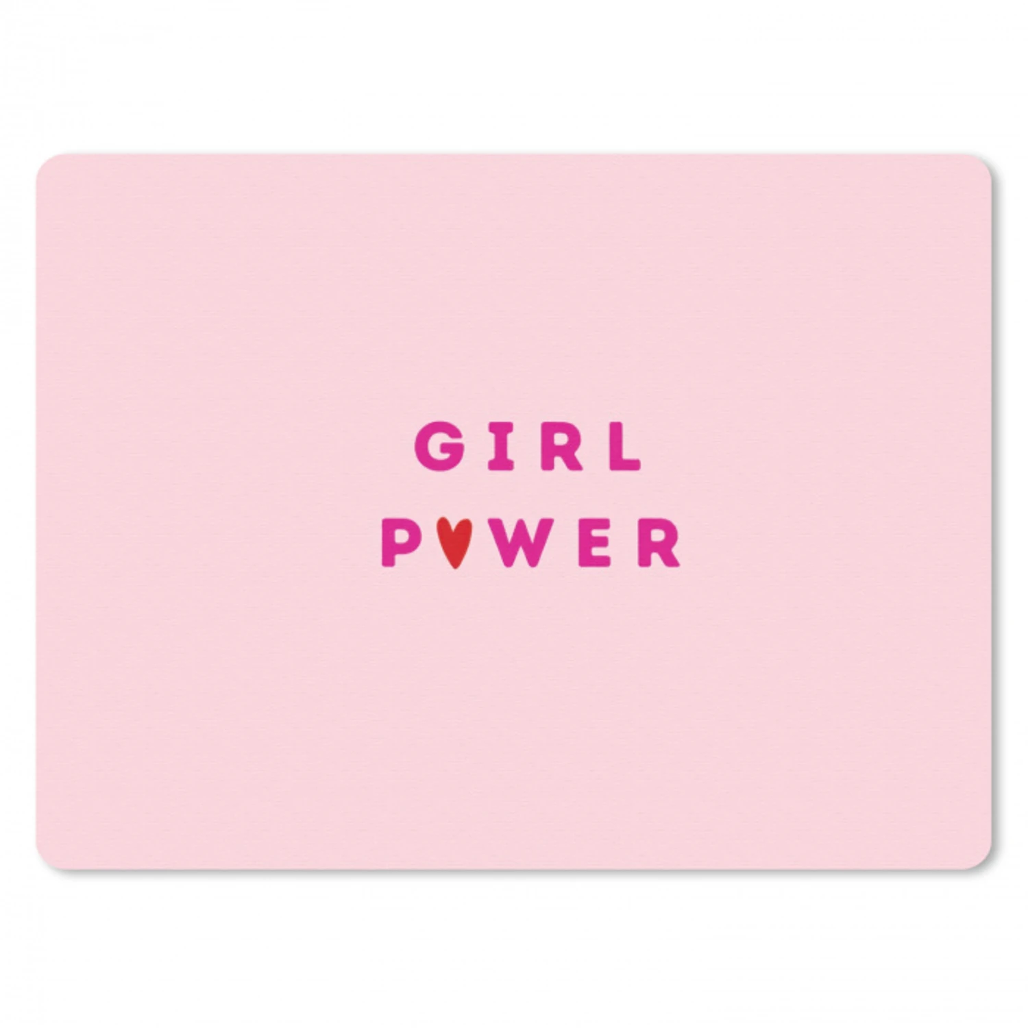 Girl power - Roze - Hartje muismat rubber klein -3d