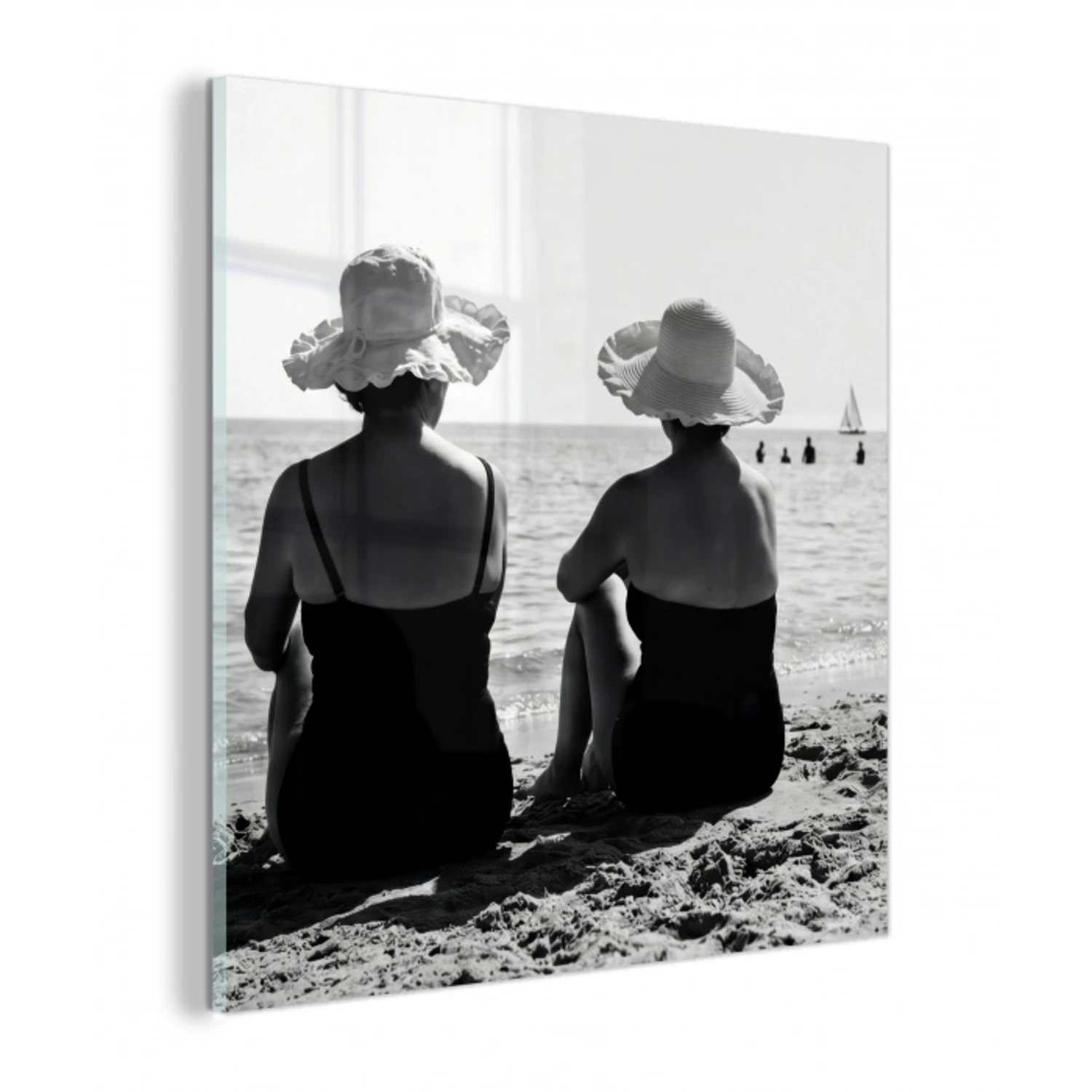 Vrouwen - Zonnehoed - Strand - Zwart - Wit plexiglas 5mm klein -z3d