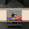 Hamburger - Stippen - Golven - Kleuren keuken achterwand spatscherm klein -sfeer1