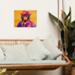 Aap - Kimono - Bloemen - Hoofdtooi tuinposter los doek klein -sfeer7