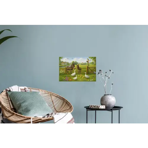 Ezels - Ganzen - Kleurrijk Muursticker klein -plant